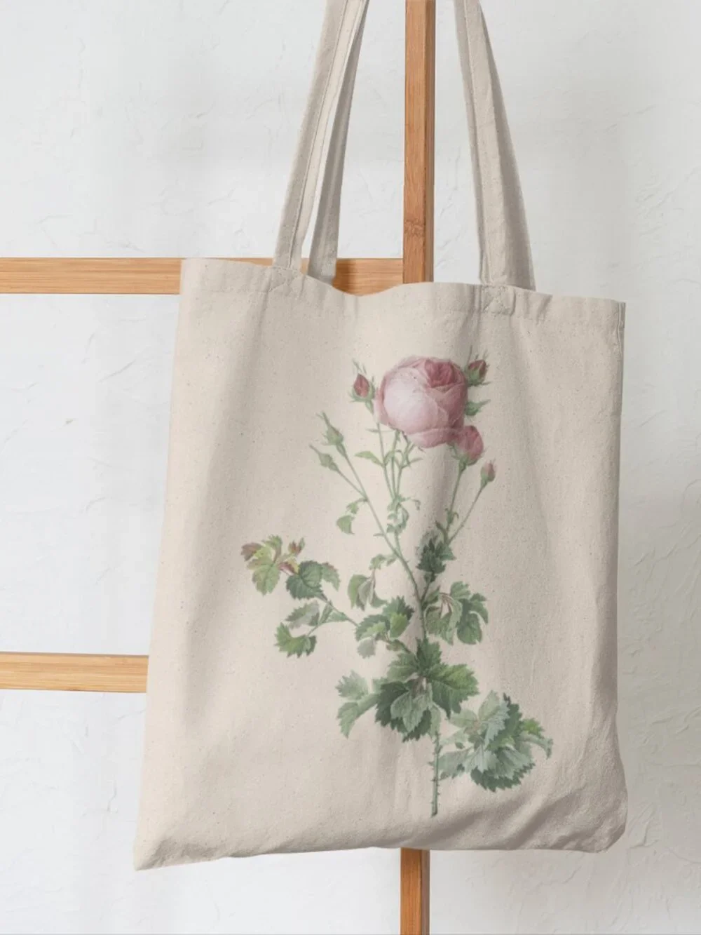 Cabbage Rose Vintage Floral Print Graphic Canvas Tote Bag
